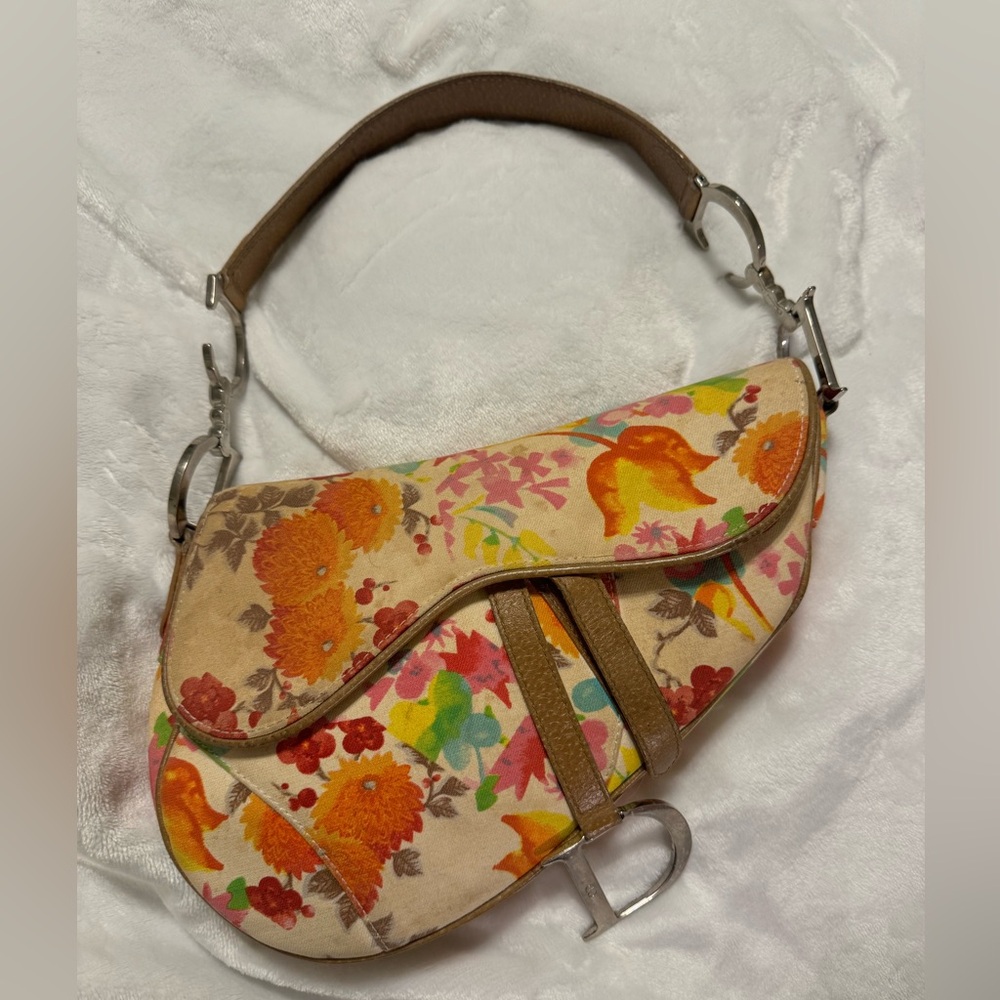 Dior Multicolor Floral Saddle Bag
